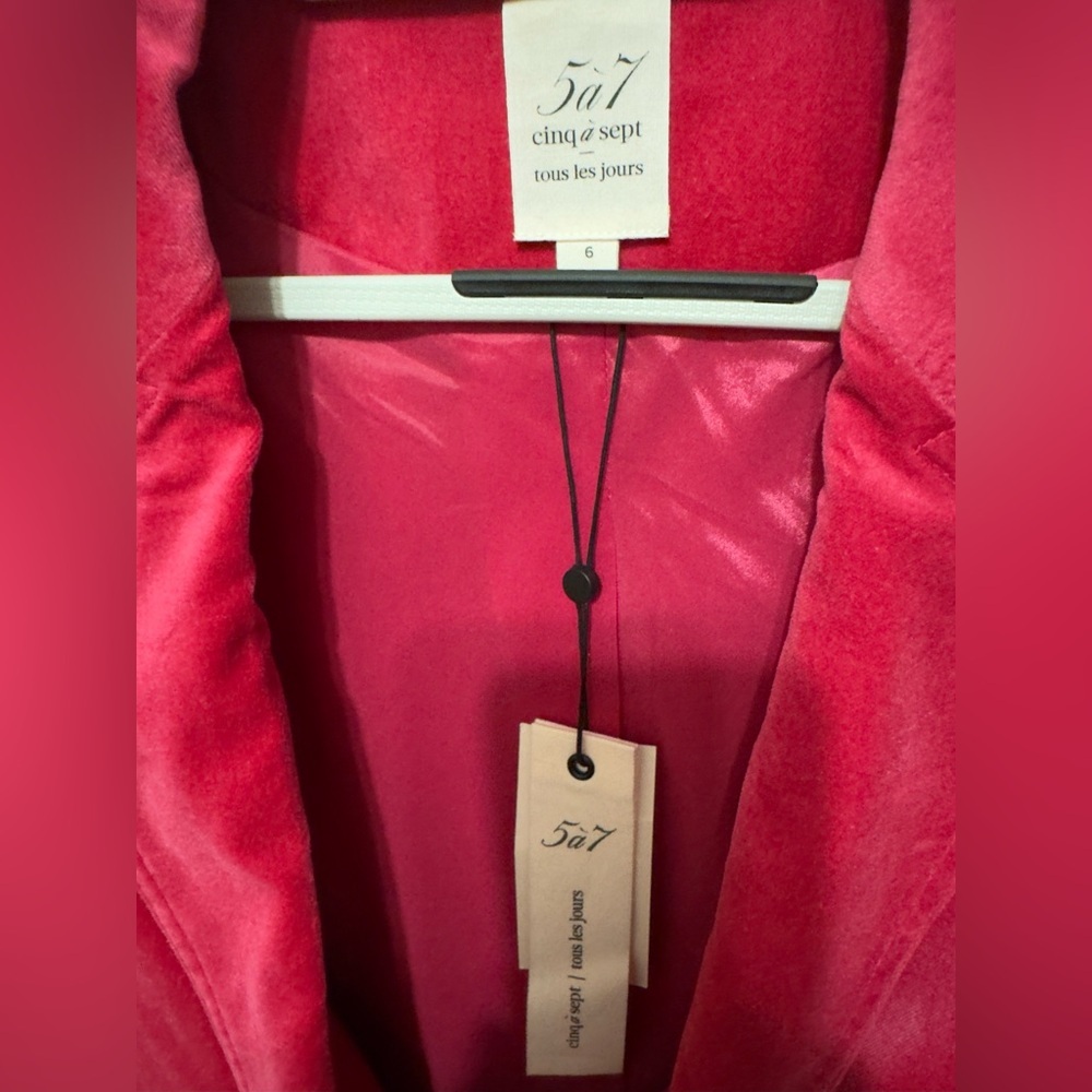 NWT Cinq A SEPT'S Velvet Lou Blazer, Berry, 6 - Picture 7 of 16